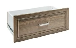 ClosetMaid SuiteSymphony Wood Drawer, Add On Accessory Shaker Style, For Storage, Closet, Clothes, X 10” Size For 25 In. Units, Natural Gray/Satin Nickel, 25" X 10"