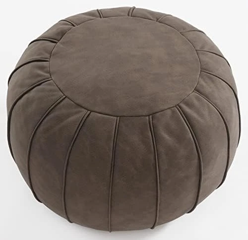 C COMFORTLAND Unstuffed Faux Leather Ottoman Pouf, Round Foot Rest Poof Ottomans, Floor Foot Stool Poufs, Bean Bag Chair Cover With Storage For Living Room, Bedroom, Or Wedding Gifts Orange 9 C COMFORTLAND Unstuffed Faux Leather Ottoman Pouf, Round Foot Rest Poof Ottomans, Floor Foot Stool Poufs, Bean Bag Chair Cover With Storage For Living Room, Bedroom, Or Wedding Gifts Orange - Image 9
