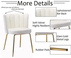 Janoray Velvet Dining Chairs Upholstered Gold Metal Legs Cream Mid Century Modern Accent Chair Set Of 2 For Living Room Kitchen Dining Room, Cream -Songmics Furniture Shop 419JxtsPUOL