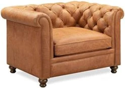 POLY & BARK Lyon Lounge Chair In Full-Grain Pure-Aniline Italian Leather, Cognac Tan -Songmics Furniture Shop 419M1XvSNVL. AC