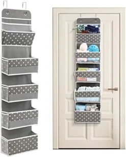 GALMAXS7 2 Pack 5-Shelf Over The Door Hanging Organizer With 8 Mesh Side Pockets, Back Of Door Storage Organizer, Closet Door Organizer Hanging Diaper Storage Organizer, Door Hanger Organizer, Grey -Songmics Furniture Shop 419O3zf 7VL. AC
