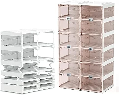 BINSIO Shoe Rack Closet Organizer And Storage, Portable Shoe Rack For Entry Way, Foldable Shoe Boxes, Fast Easy Assemble Shoe Cabinet, One Piece Sturdy Plastic Shoe Shelf, Clear Brown Doors, 6 Tiers 9 BINSIO Shoe Rack Closet Organizer And Storage, Portable Shoe Rack For Entry Way, Foldable Shoe Boxes, Fast Easy Assemble Shoe Cabinet, One Piece Sturdy Plastic Shoe Shelf, Clear Brown Doors, 6 Tiers - Image 9