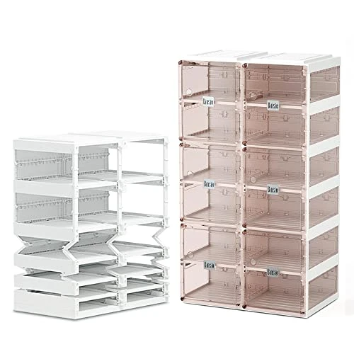 BINSIO Shoe Rack Closet Organizer And Storage, Portable Shoe Rack For Entry Way, Foldable Shoe Boxes, Fast Easy Assemble Shoe Cabinet, One Piece Sturdy Plastic Shoe Shelf, Clear Brown Doors, 6 Tiers 1 BINSIO Shoe Rack Closet Organizer And Storage, Portable Shoe Rack For Entry Way, Foldable Shoe Boxes, Fast Easy Assemble Shoe Cabinet, One Piece Sturdy Plastic Shoe Shelf, Clear Brown Doors, 6 Tiers
