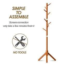 YOFU Coat Rack, Wooden Coat Rack Freestanding Easy Assembly, 8 Hooks-3 Height Adjustable Size, Coat Tree For Clothes, Hat, Bags,Coat Rack Stand For Home, Office, Hallway, Entryway(Honey Color) -Songmics Furniture Shop 419aXdoZU4L