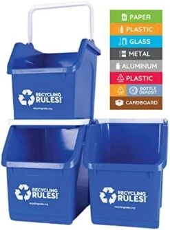 Recycling Rules! 6 Gallon Stackable Recycling Bin Container In Blue, Eco-Friendly BPA-Free Handy Recycler With Handle, 2-Pack 19 Recycling Rules! 6 Gallon Stackable Recycling Bin Container In Blue, Eco-Friendly BPA-Free Handy Recycler With Handle, 2-Pack -Songmics Furniture Shop 419dNw2q3L. AC