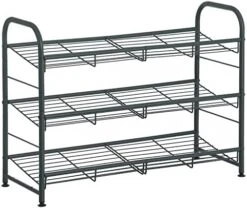 SONGMICS Stackable Shoe Rack, 3-Tier Shoe Rack Storage Organizer, Holds Up To 12 Pairs, Steel, 27 X 10.8 X 19.5 Inches, For High Heels, Sneakers, Slippers, In The Entryway, Closet, Black ULMR066B01 -Songmics Furniture Shop 419dUXvB9DL. AC