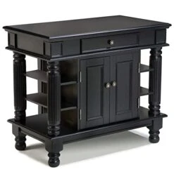 Homestyles Americana Black Kitchen Island With Open Shelving By Home Styles