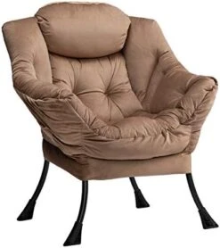 AbocoFur Modern Cotton Fabric Lazy Chair, Accent Contemporary Lounge Chair, Single Steel Frame Leisure Sofa Chair With Armrests And A Side Pocket, Thick Padded Back, Dark Atrovirens -Songmics Furniture Shop 419jBRjNOEL. AC