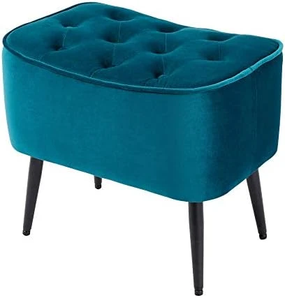 BIRDROCK HOME Tufted Curve Grey Ottoman – Velvet Foot Stool – Mid Century Modern Steel Legs - Soft Compact Padded Stool - Living Room Or Bedroom – Vanity Chair - Decorative Furniture 7 BIRDROCK HOME Tufted Curve Grey Ottoman – Velvet Foot Stool – Mid Century Modern Steel Legs - Soft Compact Padded Stool - Living Room Or Bedroom – Vanity Chair - Decorative Furniture - Image 7