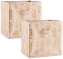 DII Non Woven Polyester Storage Bin, Metallic Pineapple, White & Gold, Small Set Of 4 -Songmics Furniture Shop 419oVYbl6ZL. AC