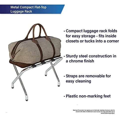 Compact Flat-Top Foldable Metal Luggage Rack - Versatile, Stylish, And Durable 3 Compact Flat-Top Foldable Metal Luggage Rack - Versatile, Stylish, And Durable - Image 3
