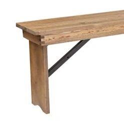 EMMA + OLIVER 8' X 12" Antique Rustic Solid Pine Folding Farm Bench With 3 Legs -Songmics Furniture Shop 419tGqirkFL
