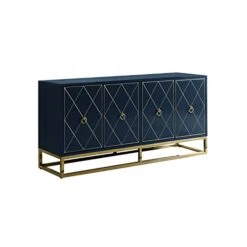 Best Master Furniture Tabitha High Gloss Lacquer Sideboard/Buffet, Navy Blue