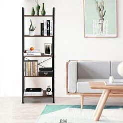 HOYOC Industrial Ladder Shelves, Free Standing Bookcase Storage Rack With Metal Frame And Open Storage Rack 5-Tier Ladder Bookshelf Organizer For Bathroom,Living Room,Office -Songmics Furniture Shop 419w4lAFRuL