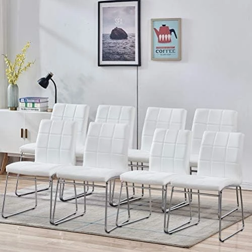 Modern Faux Leather Dining Chairs Indoor Use, Comfortable Kitchen Chairs With Chrome Legs For Kitchen, Living, Bedroom, Waiting Room Chairs, Dining Room Side Chairs Set Of 2 (Gray) 6 Modern Faux Leather Dining Chairs Indoor Use, Comfortable Kitchen Chairs With Chrome Legs For Kitchen, Living, Bedroom, Waiting Room Chairs, Dining Room Side Chairs Set Of 2 (Gray) - Image 6