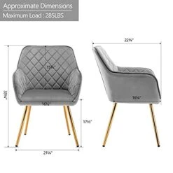 Duhome Velvet Accent Chair With Gold Legs, Upholstered Vanity Chair With Back Leisure Armchair For Living Room Bedroom Dining Room Grey -Songmics Furniture Shop 419zFfYKhvS
