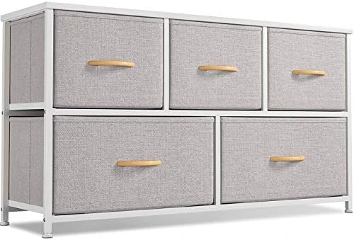 Cubiker Dresser Storage Organizer, 5 Drawer Dresser Tower Unit For Bedroom Hallway Entryway Closets, Small Dresser Clothes Storage With Wide Sturdy Steel Frame Wood Top, Black Grey 5 Cubiker Dresser Storage Organizer, 5 Drawer Dresser Tower Unit For Bedroom Hallway Entryway Closets, Small Dresser Clothes Storage With Wide Sturdy Steel Frame Wood Top, Black Grey - Image 5