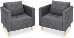 STHOUYN Mid Century Modern Upholstered Fabric Accent Chair With Arms Set Of 2 Armchair Comfy Reading Chair For Living Room Studio Office Couch, Single Sofa Set Bedroom Grey -Songmics Furniture Shop 41A7KLAp9L. AC