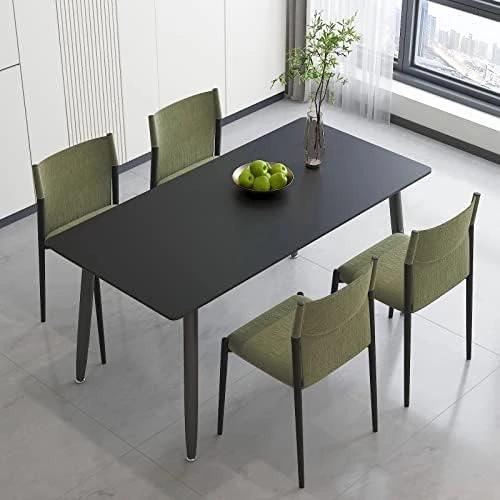 Dining Table 47" Rectangular Black Kitchen Table With Sintered Stone Table Top And Metal Legs Modern Dinner Table For Dining Room 7 Dining Table 47" Rectangular Black Kitchen Table With Sintered Stone Table Top And Metal Legs Modern Dinner Table For Dining Room - Image 7