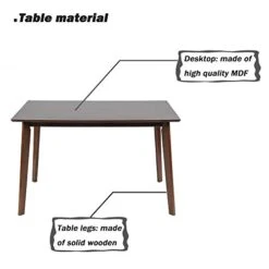 LUCKYERMORE Dining Room Table Rectangle Modern Mid Century Home Furniture Kitchen Restaurant Wood Table -Songmics Furniture Shop 41AC2R8SWgL