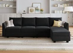 HONBAY Modular Sectional Sofa Convertible U Shaped Couch With Reversible Chaise Velvet Modular Sofa Sectional Couch With Storage Ottoman, Grey -Songmics Furniture Shop 41AGOk9HJSL. AC