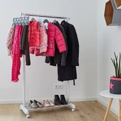 Store It 670148 Roll Clothes Rail – Adjustable Height, Metal/Plastic, White, 84 x 44 x 101 cm -Songmics Furniture Shop 41ALPpdjKtL