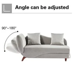 NOSGA Functional Indoor Chaise Lounge With Storage/2 Pillows And Solid Wood Legs, Modern Velvet Upholstered Sofa Recliner For Living Room Bedroom (Light Grey) 9 NOSGA Functional Indoor Chaise Lounge With Storage/2 Pillows And Solid Wood Legs, Modern Velvet Upholstered Sofa Recliner For Living Room Bedroom (Light Grey) -Songmics Furniture Shop 41ALpJkii6L