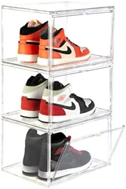BBYB Shoe Box,Drop Front Shoe Box,Clear Plastic Stackable Storage Bins,Magnetic Transparent Door Clear Storage Bins 3pack (Large, E-Clear) -Songmics Furniture Shop 41AM7 WjKL. AC