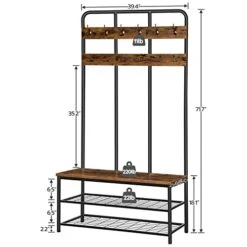 HOOBRO Hall Tree With Bench, Entryway Bench With Coat Rack, Mud Room Bench With 12 Double Hooks And Storage Bench, Coat Tree, Shoe Rack Organizer, For Foyer, Front Door, Rustic Brown BF05MT01 9 HOOBRO Hall Tree With Bench, Entryway Bench With Coat Rack, Mud Room Bench With 12 Double Hooks And Storage Bench, Coat Tree, Shoe Rack Organizer, For Foyer, Front Door, Rustic Brown BF05MT01 -Songmics Furniture Shop 41AMVL9fE1L