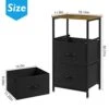 HEOMU Nightstand With 3 Drawers, Fabric Drawer Dresser Bedside Furniture, Small Storage Drawers Modern Nightstand For Home, Bedroom, Office, College Dorm, Black
