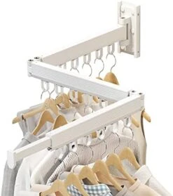 CHAHUANV Clothes Drying Rack,Laundry Drying Rack, Drying Rack Wall Mount,Wall Mounted Clothes Rack,Drying Rack Clothing,Retractable Laundry Rack For Hanging Clothes,Collapsible,Foldable,White-Hooks -Songmics Furniture Shop 41AO2XJWglL. AC