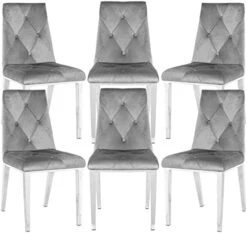 Ufurpie Dining Room Chairs With Velvet Fabric Dining Chairs Set Of 2 With Chrome Legs,Backrest And Button Velvet Fabric Design,Luxury Home Furniture For Dining Room And Kitchen(Set Of 2) (Grey) -Songmics Furniture Shop 41APidOw0cL. AC