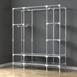 ASSICA Portable Clothes Closet Rolling Door Wardrobe With Hanging Rack Non-Woven Fabric Storage Organizer With Four Drawer Boxes No-Tool Assembly - 59.0 X 17.7 X 67.0 ‘’ (Gray) 11 ASSICA Portable Clothes Closet Rolling Door Wardrobe With Hanging Rack Non-Woven Fabric Storage Organizer With Four Drawer Boxes No-Tool Assembly - 59.0 X 17.7 X 67.0 ‘’ (Gray) -Songmics Furniture Shop 41ARW38jMYL