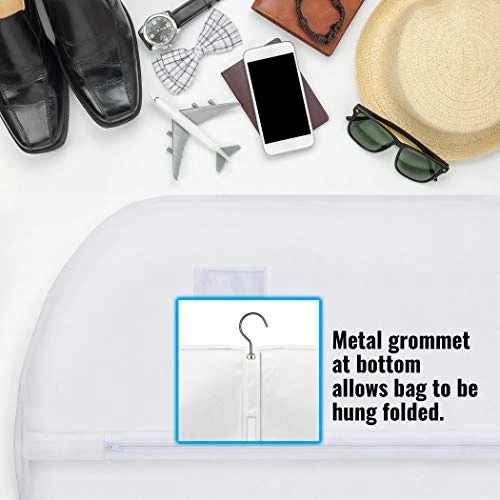 Plixio 40" Clear White Hanging Garment Bags For Closet Storage - Clothing, Coat, Dance Costumes, Suit Bags For Travel And Clothes Storage - Men Suit Cover, Clear Garment Bag, Dress Bag - (5 Pack) 3 Plixio 40" Clear White Hanging Garment Bags For Closet Storage - Clothing, Coat, Dance Costumes, Suit Bags For Travel And Clothes Storage - Men Suit Cover, Clear Garment Bag, Dress Bag - (5 Pack) - Image 3