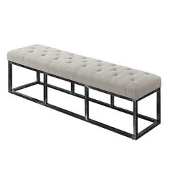 24KF Upholstered Tufted Long Bench Seats With Metal Frame Leg, Linen Bench Ottoman With Padded Seat-Linen -Songmics Furniture Shop 41AWJue0KML
