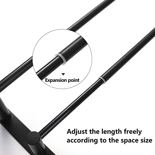 Towel Bars Freely Retractable 20-30 Inche Stainless Steel 304 Bath Towel Rack Strong 3M Adhesive Bathroom Wall-mounting Free Mounting Hole-Installing Washroom Kitchen Space Saving Black-3 Bars 3 Towel Bars Freely Retractable 20-30 Inche Stainless Steel 304 Bath Towel Rack Strong 3M Adhesive Bathroom Wall-mounting Free Mounting Hole-Installing Washroom Kitchen Space Saving Black-3 Bars - Image 3