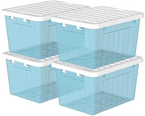 Cetomo 55L*3 Plastic Storage Box,Clear Blue, Tote Box, Organizing Container With Durable Lid And Secure Latching Buckles, Stackable And Nestable, 3Pack, With Buckle 13 Cetomo 55L*3 Plastic Storage Box,Clear Blue, Tote Box, Organizing Container With Durable Lid And Secure Latching Buckles, Stackable And Nestable, 3Pack, With Buckle - Image 13