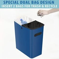 ITouchless SlimGiant 4.2 Gallon Slim Garbage Bin With Handles, 16 Liter Plastic Small Trash Can Hanging Wastebasket, Magazine/File Folder Storage Container For Home, Office, Bathroom, Kitchen, Blue 18 ITouchless SlimGiant 4.2 Gallon Slim Garbage Bin With Handles, 16 Liter Plastic Small Trash Can Hanging Wastebasket, Magazine/File Folder Storage Container For Home, Office, Bathroom, Kitchen, Blue -Songmics Furniture Shop 41Ae0tNnybL