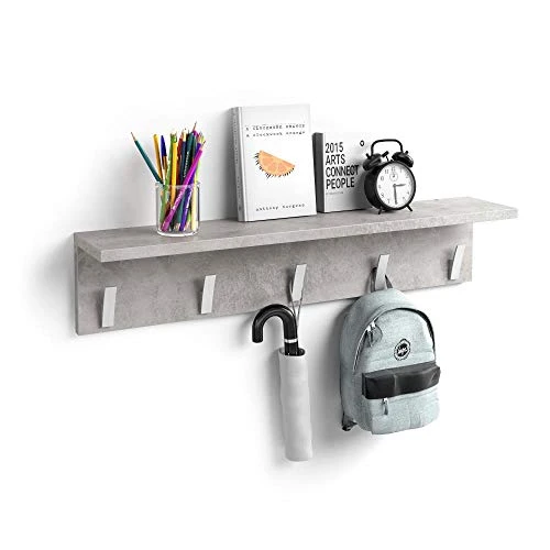 Mobili Fiver, Wall Coat Hanger, Rachele, 31.49 In, Concrete Grey, Laminate-Finished/Aluminium, Made In Italy 1 Mobili Fiver, Wall Coat Hanger, Rachele, 31.49 In, Concrete Grey, Laminate-Finished/Aluminium, Made In Italy