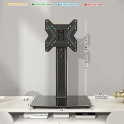 Universal Swivel TV Stand/Base Table Top TV Stand For 19 To 43 Inch TVs With 90 Degree Swivel, 4 Level Height Adjustable, Heavy Duty Tempered Glass Base, Holds Up To 99LBS HT02B-001 -Songmics Furniture Shop 41AhcBgPmJL