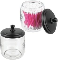 MDesign Small Apothecary Organizer Canister Jars - Glass Containers With Steel Lid For Bathroom, Organization Holder For Vanity, Counter, Hamill Collection - 2 Pack - Clear/Bronze 19 MDesign Small Apothecary Organizer Canister Jars - Glass Containers With Steel Lid For Bathroom, Organization Holder For Vanity, Counter, Hamill Collection - 2 Pack - Clear/Bronze -Songmics Furniture Shop 41Aj1f9nQL. AC