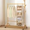 TOPIA HOME 6-Shelf Hanging Closet Organizer, Two Separable 3-Tier Thickened Fabric Hanging Closet Shelves With Mesh Pockets, Collapsible Closet Organizers And Storage Organization, Beige