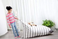 XL Stuffed Animal Storage Bean Bag Chair By Mylola | Premium Quality Cotton Canvas Cover | Kids Soft Toy Organizer Fits 200L | Makes Comfy Lounger -Songmics Furniture Shop 41AkxTfFmIL