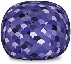 Lunarable Mermaid Scale Storage Toy Bag Chair, Continuous Japanese Circular Pattern Overlap Rounds In Aqua Color Palette, Stuffed Animal Organizer Washable Bag, Small Size, Blue Purple -Songmics Furniture Shop 41AmzD U9dL. AC