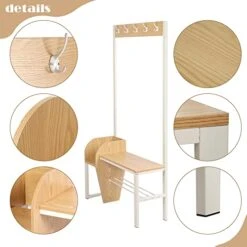 Entryway Coat Rack Shoe Bench, 4-in-1 Hall Tree Storage Bench, Organizer Entrance Storage Shelf Furniture With 5 Coat Hooks For Hallway Home Bedroom White 13 Entryway Coat Rack Shoe Bench, 4-in-1 Hall Tree Storage Bench, Organizer Entrance Storage Shelf Furniture With 5 Coat Hooks For Hallway Home Bedroom White -Songmics Furniture Shop 41AsQDxMHBL