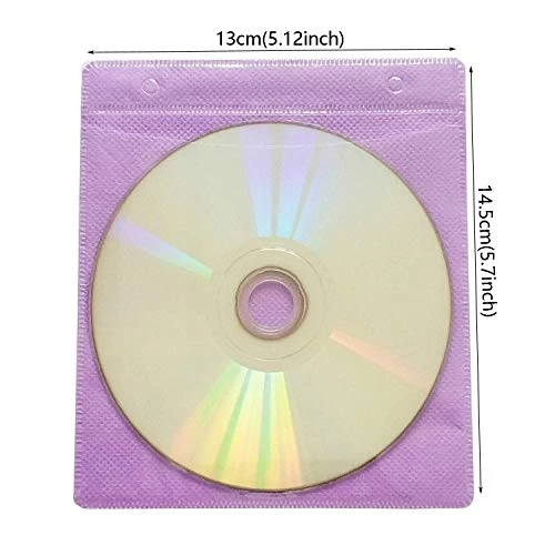 HAPLIVES CD/DVD/BluRay Sleeves,Double-Sided Refill Plastic Sleeve For CD And DVD Storage Binders,100 Pack (Purple) 2 HAPLIVES CD/DVD/BluRay Sleeves,Double-Sided Refill Plastic Sleeve For CD And DVD Storage Binders,100 Pack (Purple) - Image 2