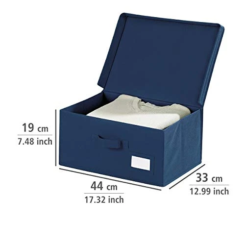 WENKO Storage Box Air L-Breathable Fleece, 44 X 19 X 33 Cm, Blue 5 WENKO Storage Box Air L-Breathable Fleece, 44 X 19 X 33 Cm, Blue - Image 5