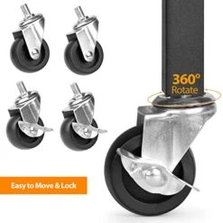 Kitchen Island With Storage, 3 Tier Kitchen Cart With Wheels Microwave Oven Stand Industrial Rolling Utility Cart Bakers Rack With 10 Hooks And Adjustable Shelves For Living Room, Wood, Rustic Brown -Songmics Furniture Shop 41AvldgKSBL