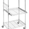Whitmor Supreme Microwave Cart With Locking Wheels - Chrome With Food Safe Cutting Board 16 X 22.5 X 34 Inches