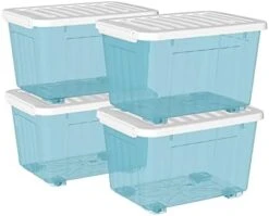 Cetomo 55L*3 Plastic Storage Box,Clear Blue, Tote Box, Organizing Container With Durable Lid And Secure Latching Buckles, Stackable And Nestable, 3Pack, With Buckle 20 Cetomo 55L*3 Plastic Storage Box,Clear Blue, Tote Box, Organizing Container With Durable Lid And Secure Latching Buckles, Stackable And Nestable, 3Pack, With Buckle -Songmics Furniture Shop 41AzyM4P7iL. AC